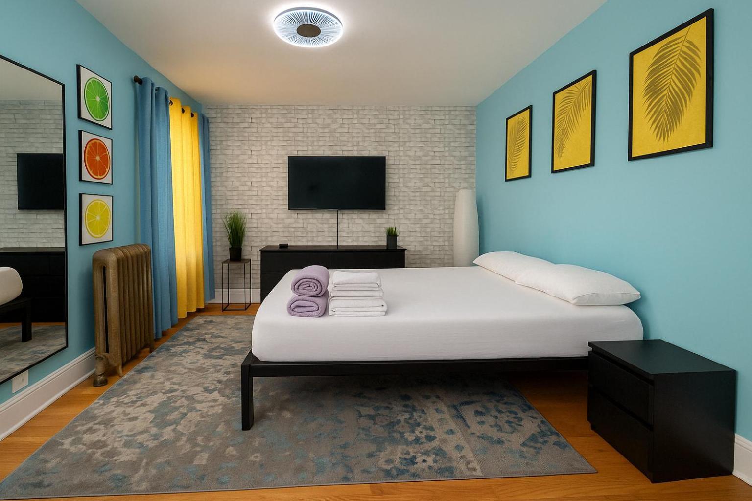 Modern Xl Queen Room Comfort & Character In Harlem Lejlighed *